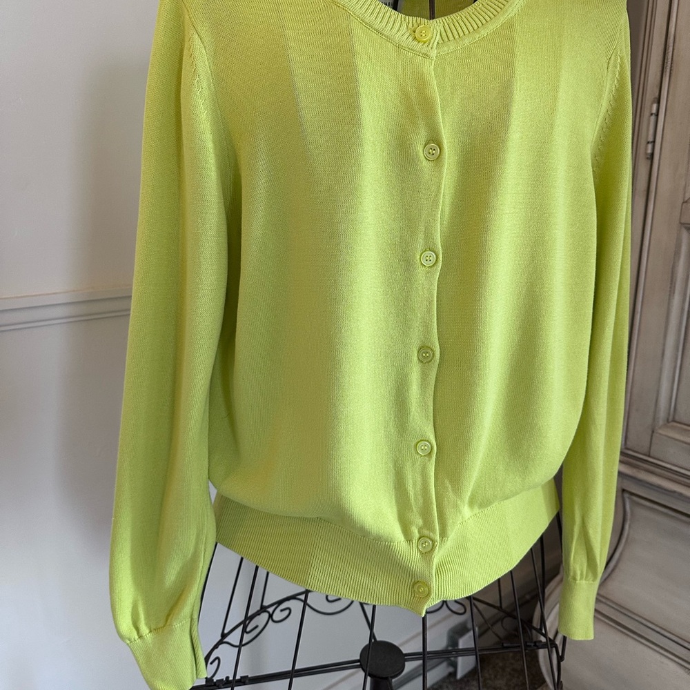 Vibrant Lime Cardigan Sweater - Picture 2 of 6